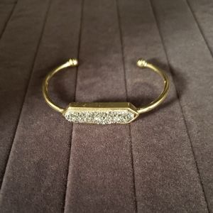 Natural Druzy Geode Cuff Bracelet Titanium Multi Drusy Bangle Gold Plated